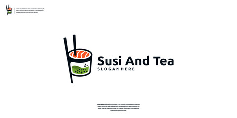 Sushi stick logo design template