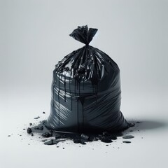 black garbage bag  trash bag on white
