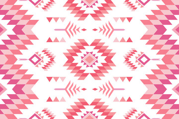 pink geometric  valentine  Aztec style. Aztec geo pattern. Mosaic on the tile. African Moroccan pattern. Ethnic carpet. pink valentine Tribal vector ornament. Native design for fabric print. seamless