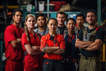 A group shot of the resilient medical team actively engaged in various aspects of crisis response.