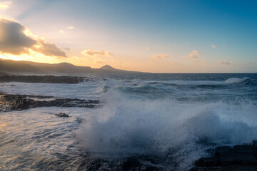 Fototapeta premium El Puertillo seascape at sunset. Arucas. Gran Canaria. Canary Islands