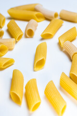 penne pasta isolated on white background