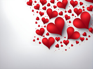 Postcard with red hearts Valentine's Day concept.