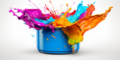 Abstract paint color splash, Colorful liquid rainbow paint splash on white background, 
