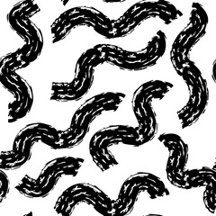 Fashion abstract contemporary seamless pattern with dry brush crayon charcoal lines. Graphic squiggle vector. Modern trendy Vector. Grunge, texture pattern for textile prints