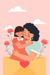 Mother and daughter vector illustration