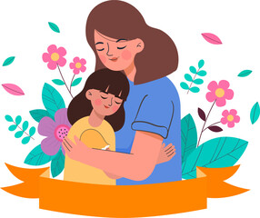 Mother and daughter vector illustration