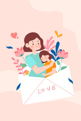 Mother and daughter vector illustration