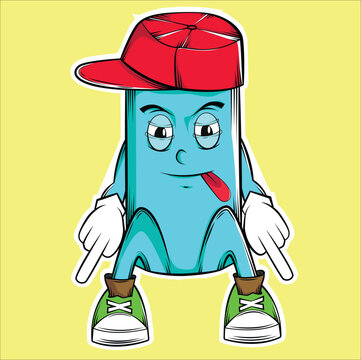 create a cute cartoon of a doll sitting stylishly