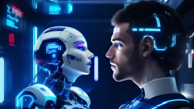 human and robot romantic couple