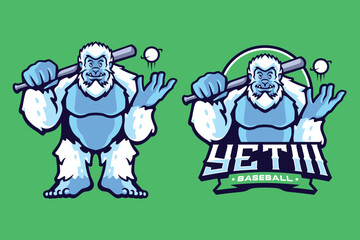 Yeti baseball sport mascot character design