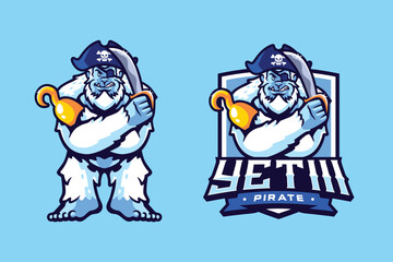 Yeti pirate mascot character design