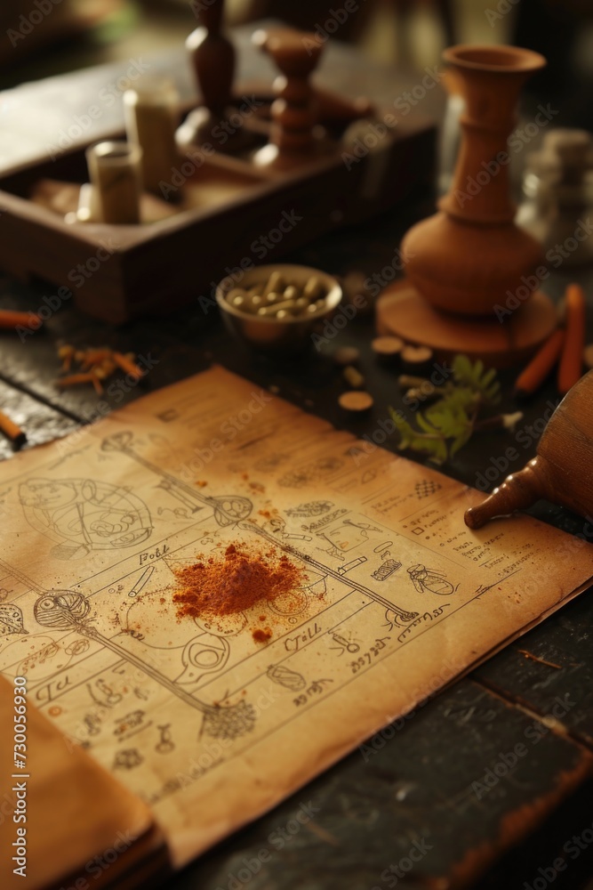 Poster a piece of paper placed on a wooden table. suitable for various business or educational concepts