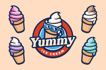 Yummy ice cream mascot design