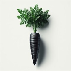 black carrots with green leaves
