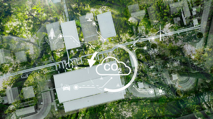 Sustainable practices for carbon reduction of factories. Renewable energy. Wind and solar power for...