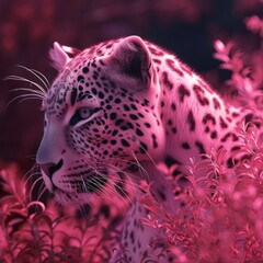 pink leopard 3d illustration.