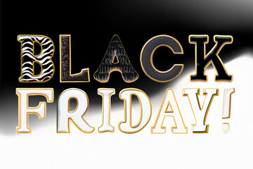 Black Friday sale. Phrase written with a whimsical font consist of a letter in a various fusion style - 730059773