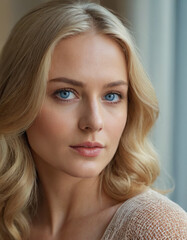 Naklejka premium cute tender blonde with blue eyes, portrait