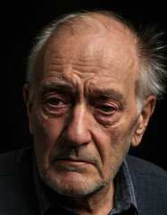 Obraz premium very tired old man, black background settings