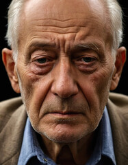 very tired old man, black background settings