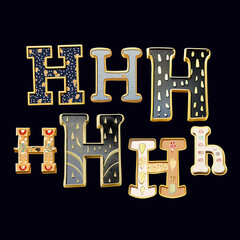 Whimsical collection of a various H letter in a fusion style. - 730060980