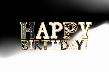 Happy Birthday. Phrase written with a whimsical font consist of a letter in a various fusion style - 730061323