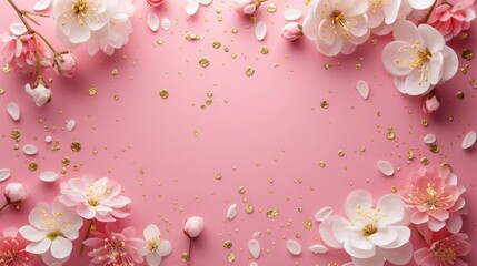 flowers on pink background.