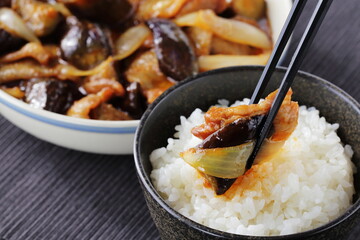 ナスと豚バラの炒め物