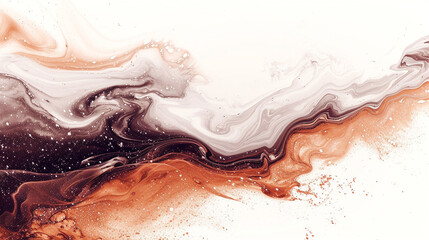 Abstract watercolor paint wave background with gradient brown color and liquid fluid grunge...
