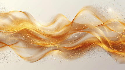 Abstract watercolor paint wave background with gradient gold glitter color and liquid fluid grunge...