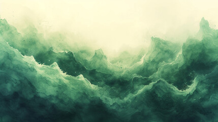 Abstract watercolor paint wave background with gradient light green color and liquid fluid grunge...
