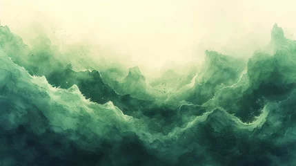 Fotobehang Abstract watercolor paint wave background with gradient light green color and liquid fluid grunge texture. Fresh grass wave for graphic resource background.  © Dani Shah 