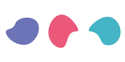 Modern liquid irregular colorful blob shape abstract elements graphic flat style design fluid vector illustration set. 123.
