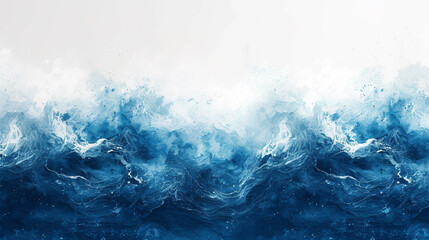 Abstract watercolor paint wave background with gradient deep blue color and liquid fluid grunge texture. Dark ocean wave for graphic resource background.  - obrazy, fototapety, plakaty