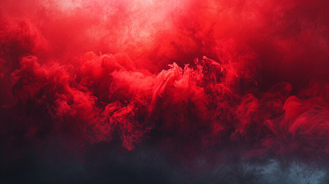 Black smoke on red color abstract watercolor background. 