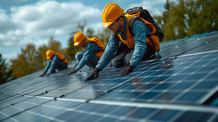 Solar panels on buildings.