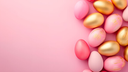 Fototapeta na wymiar Easter soft pink background for card, banner, greeting letters decoration