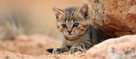 Fototapeta premium The tiniest African cat is the black-footed one.