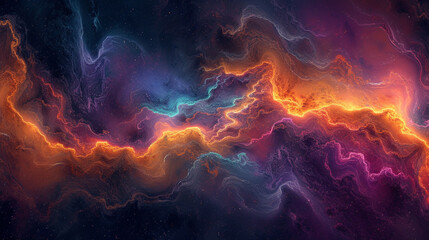 Ethereal Nebula - Picture an otherworldly display of abstract colors resembling a celestial nebula,...