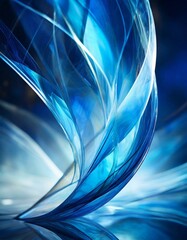 interplay of light and color, a glass abstract blue background, where translucent hues intertwine in a mesmerizing dance, abstract background with waves, blue background