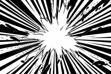 Comic book black and white radial lines background