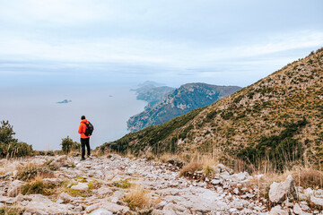 Obraz premium Amalfi Coast, traveling in Italy, landscapes and nature.