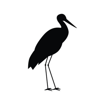 Stork silhouette, vector illustration isolated on white background