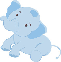 cute baby elephant cartoon Wild animals, vector illustration
