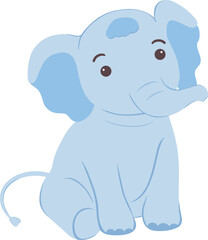 Vector illustration of wild animals Baby elephant with a cute sitting pose