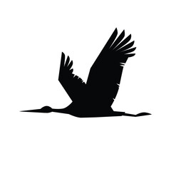 Flying stork silhouette, vector illustration isolated on white background