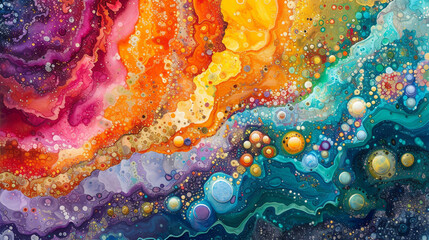 Transcendent Mosaic - Picture a transcendent mosaic of abstract colors, intricately arranged on a marble canvas, evoking a sense of cosmic order. 