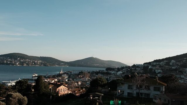 Heybeliada and Buyukada view from Heybeliada Island, Princes' Islands in the Sea of Marmara
