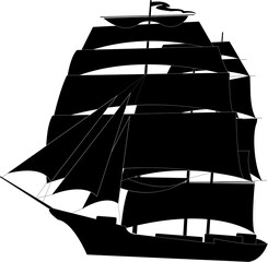 Silhouette d'un voilier trois mats	